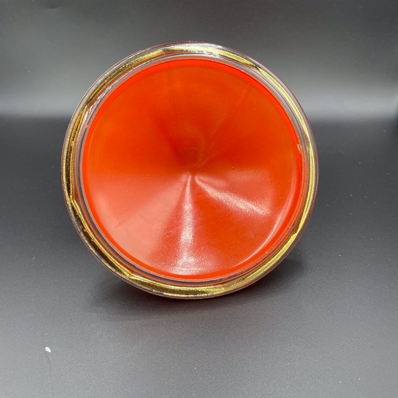 Mid Century Clear Glass Candy Dish w/Orange glass lid - Picture 11 of 11